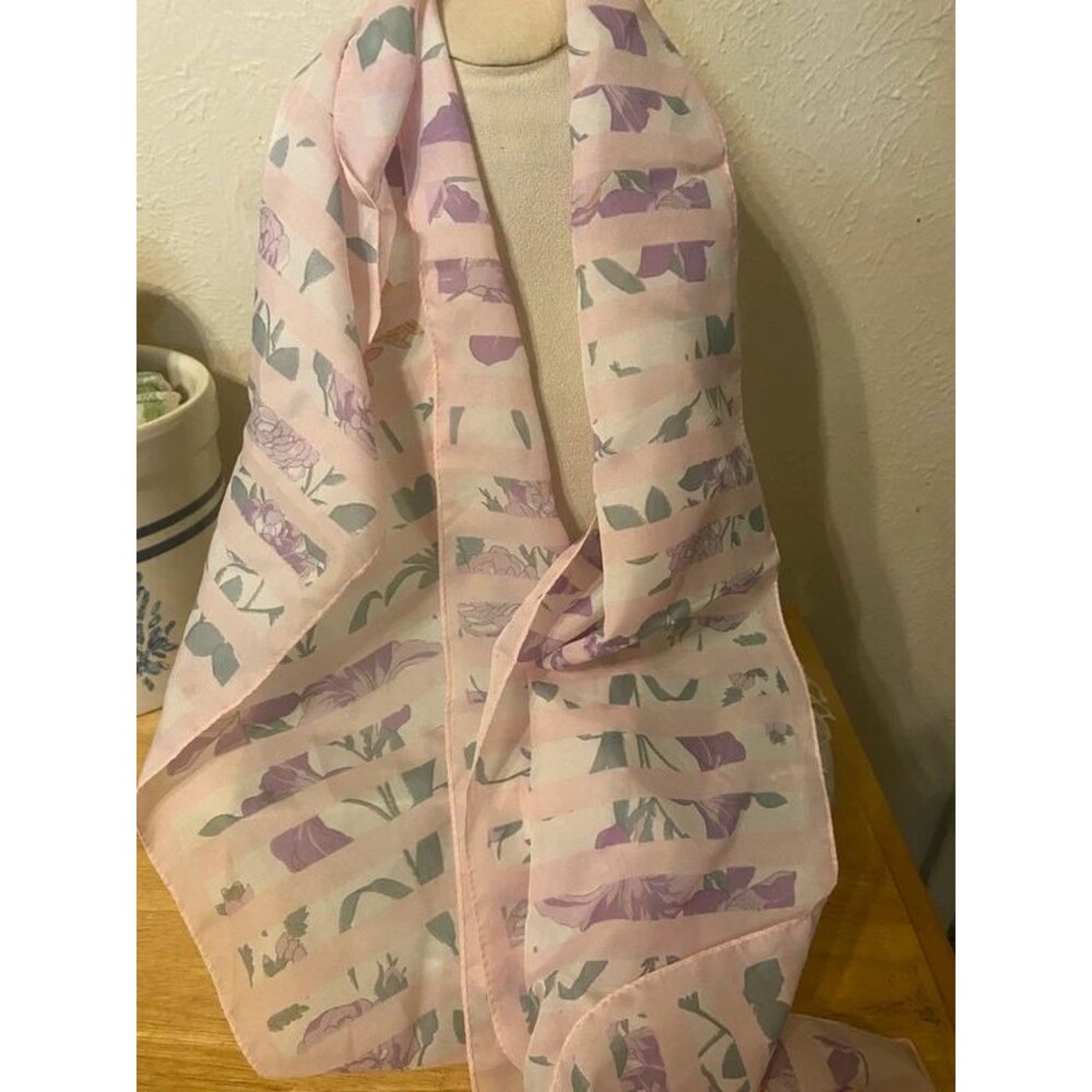 Vintage Glentex Abstract Floral Stripe Scarf